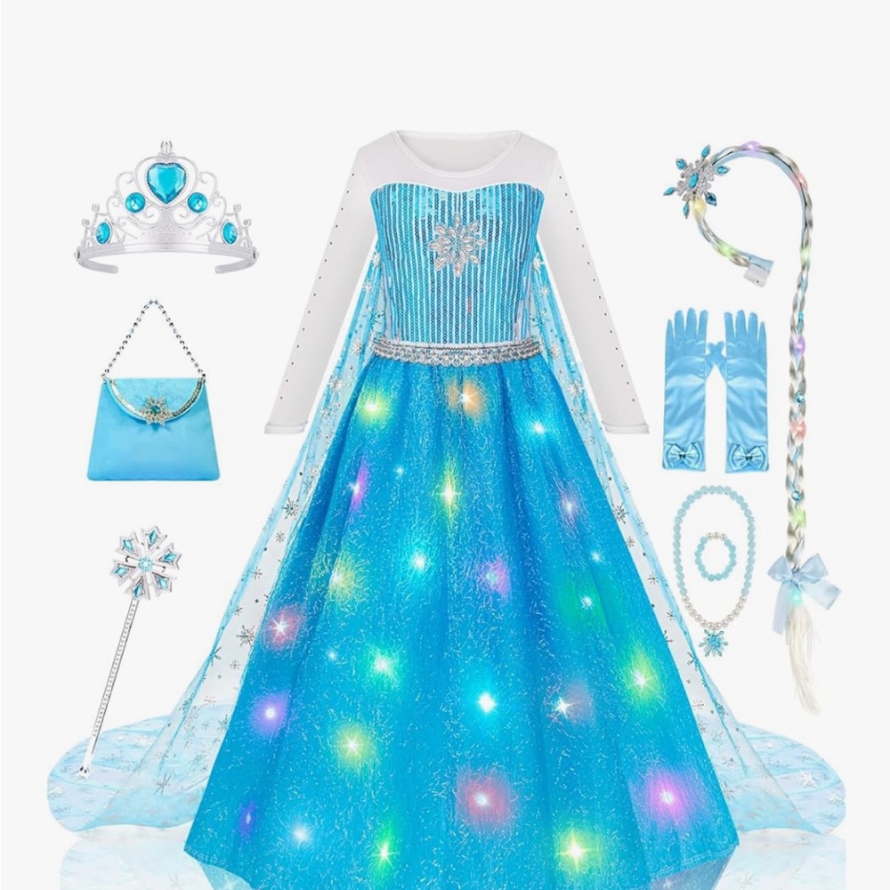 Costumes for Girls, Princess Elsa from Disneys Frozen, Girls Size Large 7-8,Blue
